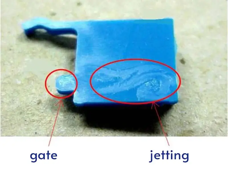 identify jetting on molded parts